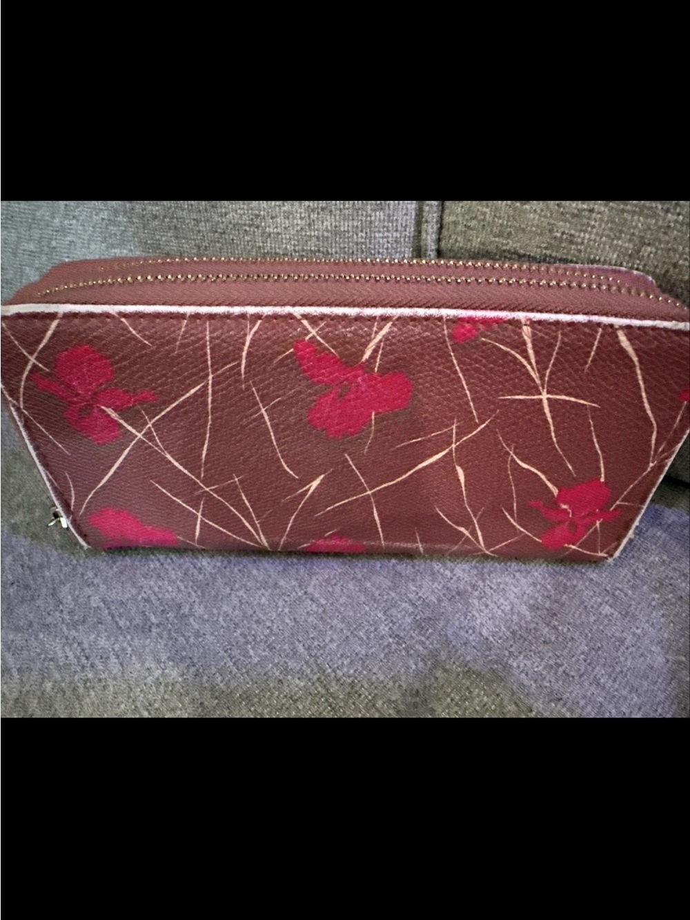 a new day Wine Floral Zip wallet with Pink Accents